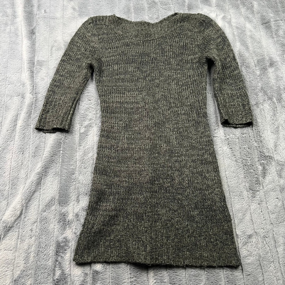 Love Change Womens Gray Marl Knit Scoop Neck 3/4 Sleeve Sweater Dress Size M
